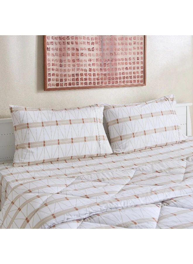 Home Box Malta Lattice 3-Piece Printed Cotton King Comforter Set - 220x240 cm