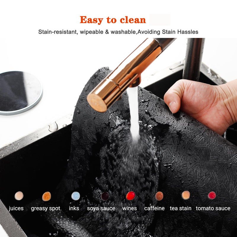 Bxzandya Vinyl Placemats Set of 6 Heat Resistant Easy Clean Non-Slip Place Mats for Dining Table Faux Leather Waterproof Stain Resistant Wipeable Washable PVC Table Mats(6, Black) - Image 5
