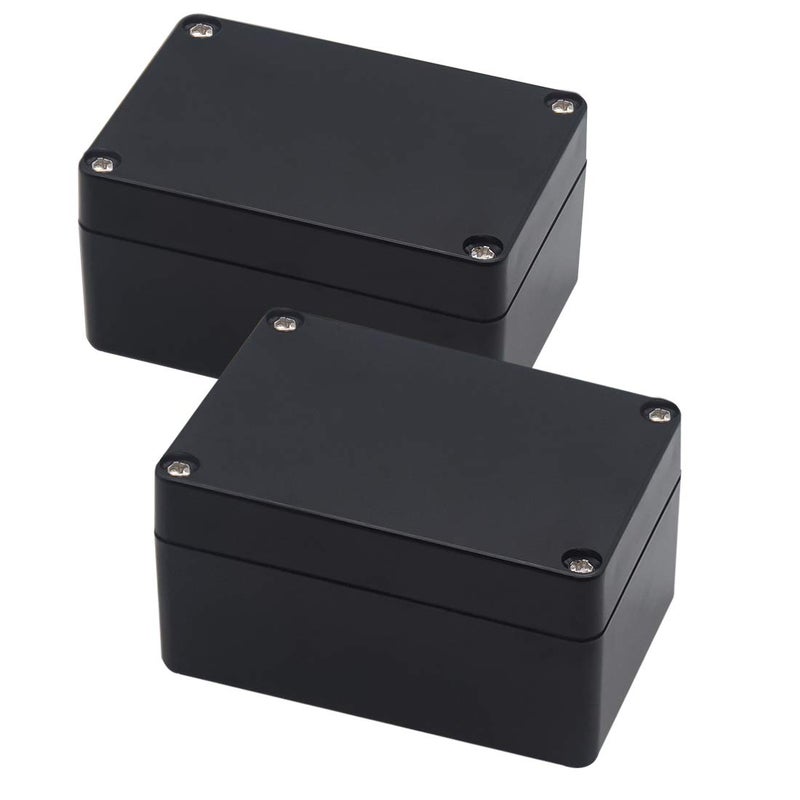 Zulkit Junction Box, Zulkit Project Box IP65 Waterproof Outdoor Box ABS Plastic Electrical Boxes Electronic Enclosure Black 3.94 x 2.68 x 1.97 inch (100X68X50mm) (Pack of 2) - Image 1