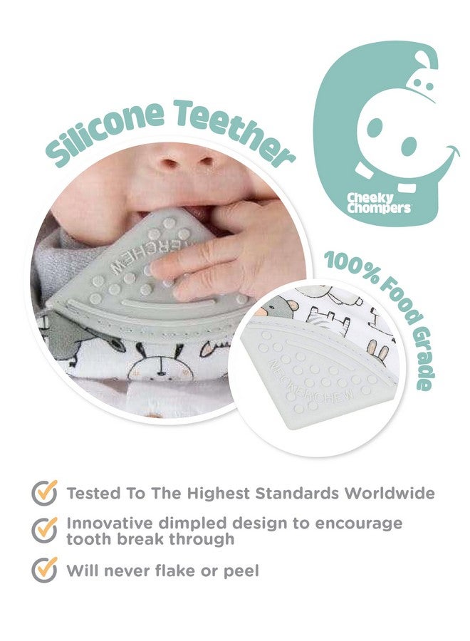تشيكي تشومبرز مريلة Cheeky Chompers 2 في 1 للأطفال مزودة بقضبان سيليكون ناعمة، بتصميم باندانا قابل للعكس، تصميم غمازات مبتكر يُهدئ اللثة، امتصاص ثلاثي الطبقات (مريلة مضغ على الرقبة من Panda Pals) - Image 3