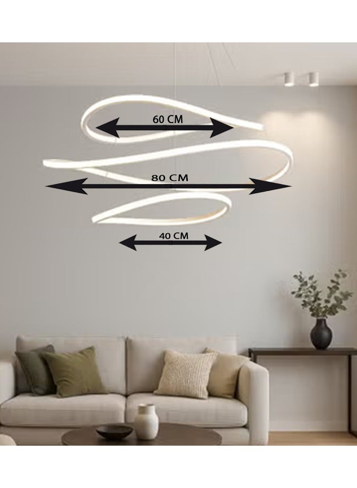 نيرفا ثريا مودرن فاخرة بتصميم انسيابي وإضاءة LED ثلاثية الألوان - فريم أبيض - Image 1