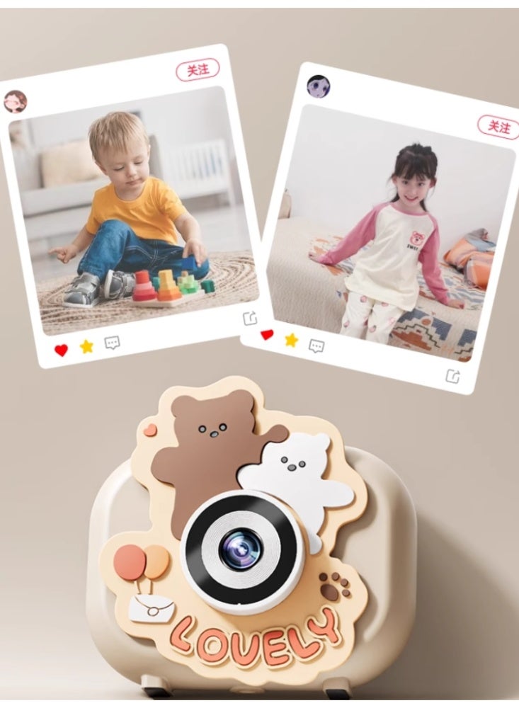 Children's Camera Can Take Photos. Baby's Birthday Gift. Children's Digital Camera【 Top of the line 64G card 】 Hug Bear-9600W Ultra Clear Screen+Tripod - Image 5