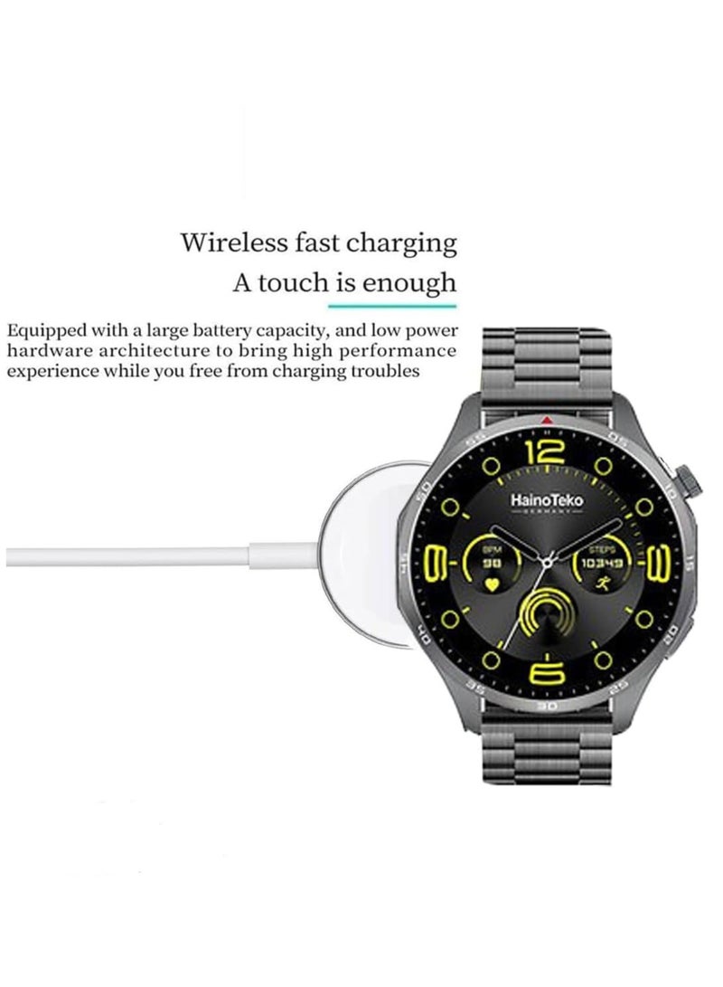 Haino Teko RW-54 Super Max Size (HD,IPS Amolded Display) with 3 Pairs Strap (Silicone+Leather+Stainless Steel) and Wireless Charger For Gents and Boys Black_Black - Image 4