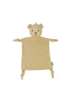 Generic Newborn Baby Double-layer Cotton Gauze Annuity Soothing Toy Entrance Sleeping Doll Elephant Gauze Square-Color:Khaki Bear-Specifications:OPP Packaging  - Image 1