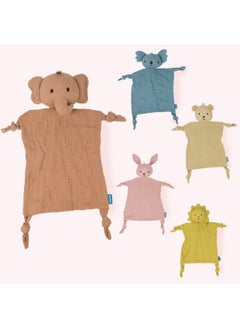 Generic Newborn Baby Double-layer Cotton Gauze Annuity Soothing Toy Entrance Sleeping Doll Elephant Gauze Square-Color:Khaki Bear-Specifications:OPP Packaging  - Image 2