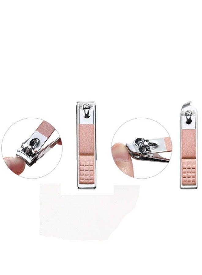 طقم مقص اظافر العناية بالاظافر مكون من 18 قطعة مع علبة ذهبي وردي / فضي - Image 4