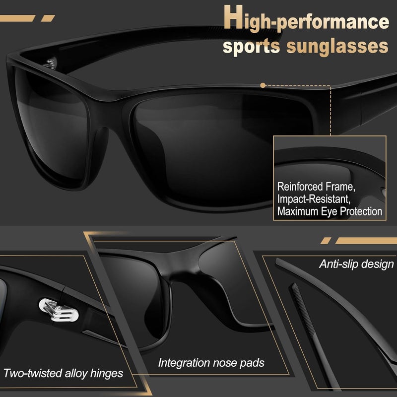 KANASTAL Polarized Sunglasses for Men - Classic Square Shades, UV400 Protection - Image 4