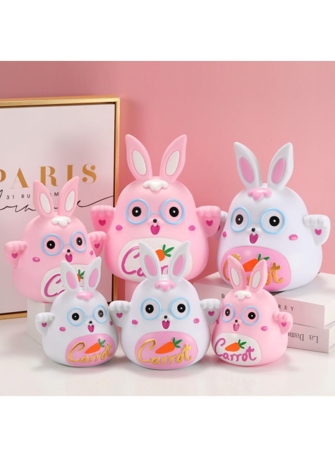 2023 Piggy Bank Large Anti-fall Children Boys Girls Year Gift Rabbit Piggy Bank Piggy Bank-Color:Small White Carrot Rabbit (available)  - Image 4