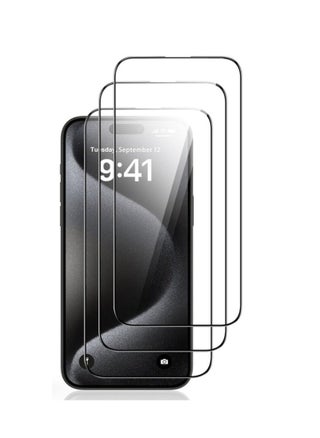 iPhone 15 Screen Protector (3-Pack) – Clear Tempered Glass for iPhone 15 6.1-Inch, Full-Coverage Screen Guard, Anti-Scratch, High-Definition, Case Friendly, Bubble-Free, Ultra-Thin, Easy Install, Touch Sensitive, Shatterproof Display Protection - pzsku/Z0F67E9158FDE40AA04B6Z/45/1747673265/2d5b6ec3-d871-4ed2-b763-8f7e2bffa778