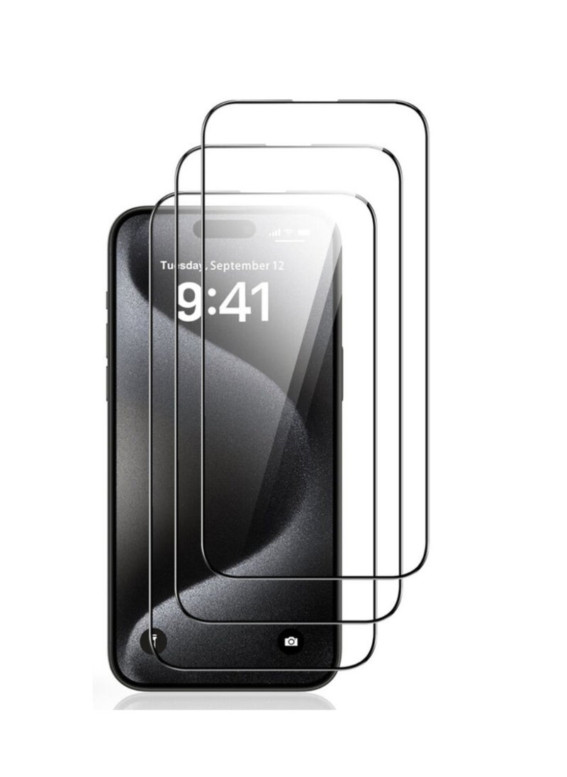 JAJEEK iPhone 15 Screen Protector (3-Pack) – Clear Tempered Glass for iPhone 15 6.1-Inch, Full-Coverage Screen Guard, Anti-Scratch, High-Definition, Case Friendly, Bubble-Free, Ultra-Thin, Easy Install, Touch Sensitive, Shatterproof Display Protection  - Image 1