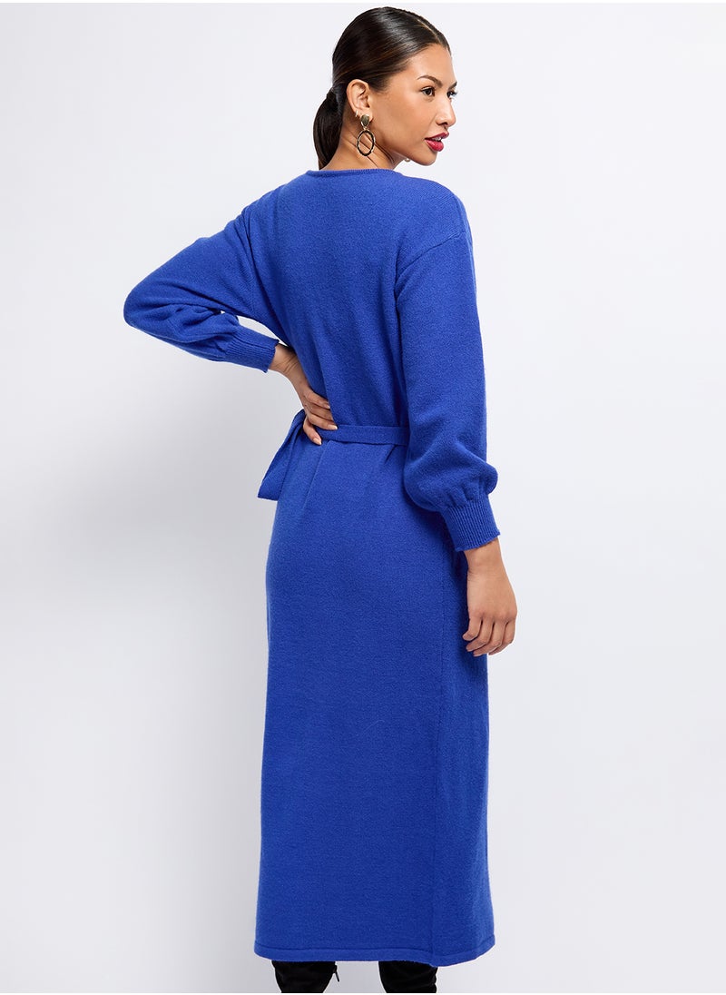 Little Mistress - Drawstring Detail Wrap Dress - Image 1