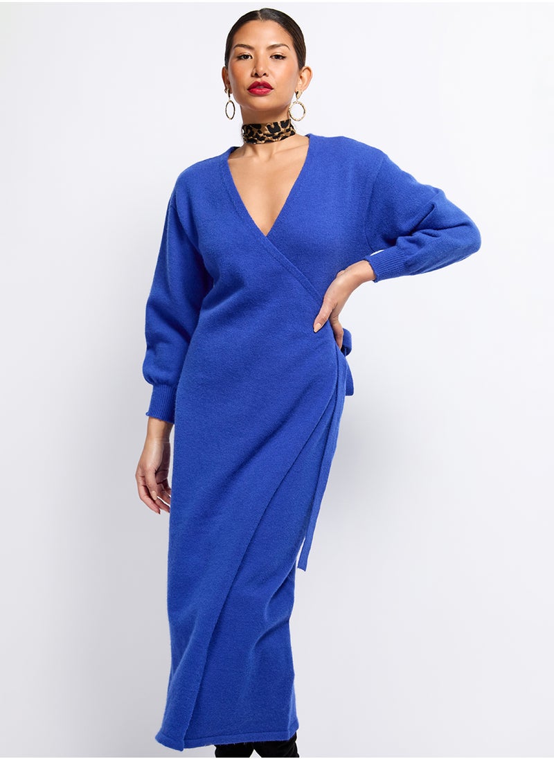 Little Mistress - Drawstring Detail Wrap Dress - Image 1
