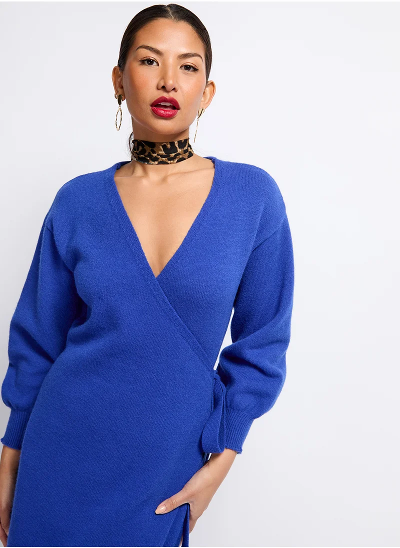Little Mistress Drawstring Detail Wrap Dress