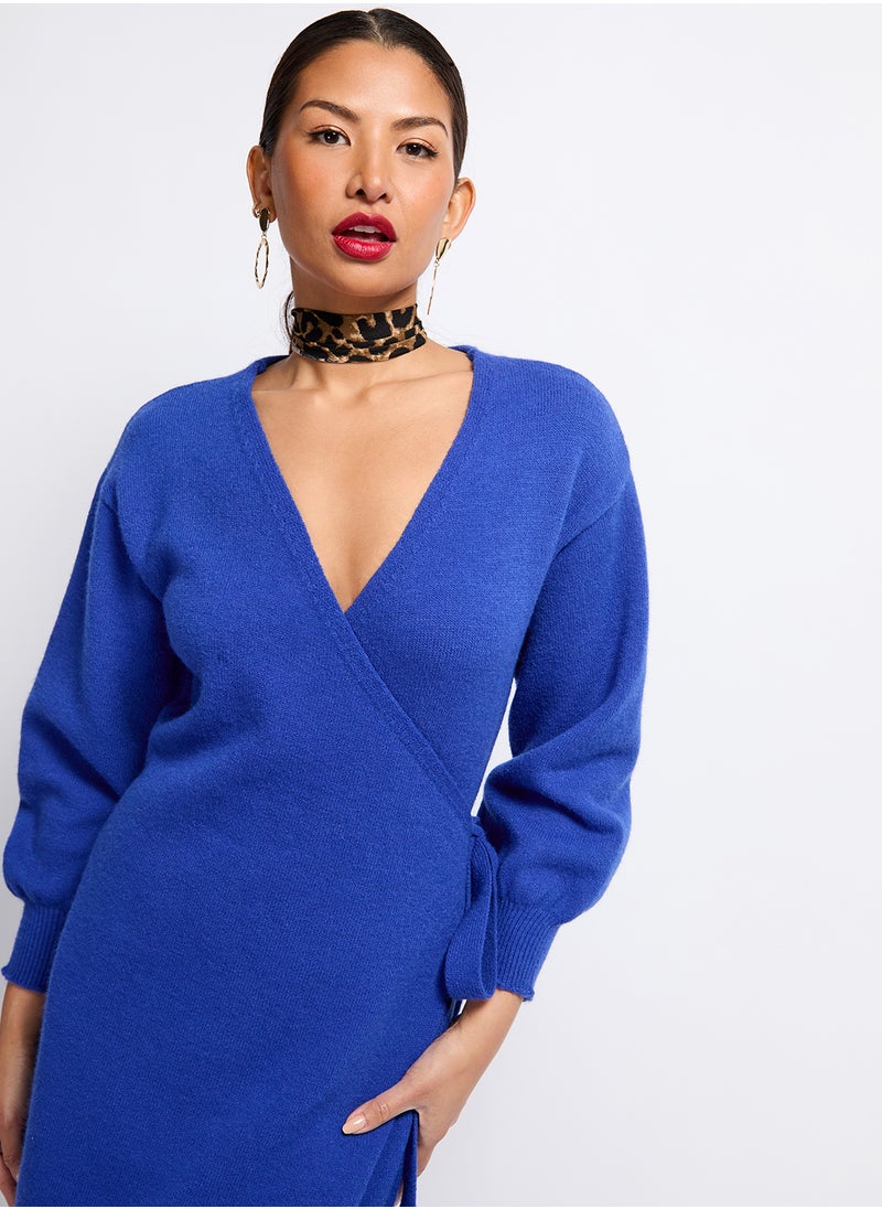 Little Mistress - Drawstring Detail Wrap Dress - Image 1
