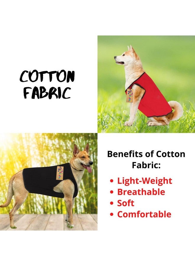 Western Era Soft Cotton Dog T-Shirt (Pack Of 2) | Comfortable & Breathable Dog Clothing | Sleeveless Vest Puppy Outfit | Pet Tank Top Fashion Apparel (Black + Red) (Xxlarge) (28 Inches) - Image 5