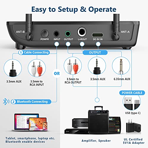 Bietrun Wireless Microphone with Echo/Treble/Bass, UHF 160ft Range, Dual UHF Cordless Dynamic Mic Handheld Microphone System for Home Karaoke, Meeting, Party, Wedding(Receiver with Bluetooth) - Image 4