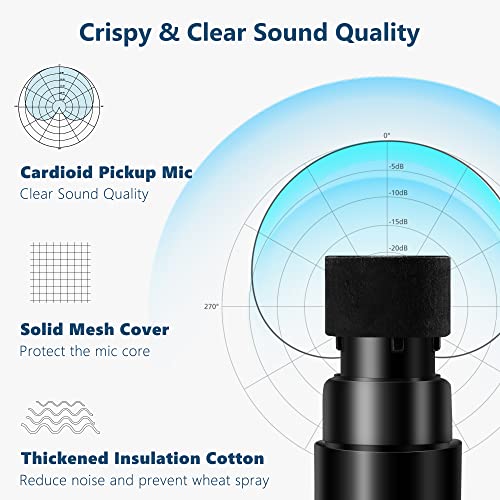 Bietrun Wireless Microphone with Echo/Treble/Bass, UHF 160ft Range, Dual UHF Cordless Dynamic Mic Handheld Microphone System for Home Karaoke, Meeting, Party, Wedding(Receiver with Bluetooth) - Image 5