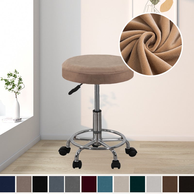 Silver Fox Velvet Universal Round Stool Cover Bar Round Chair Cover Round Stool Cover Bar Stool Cover All-Inclusive Elastic Chair Cover - Image 2