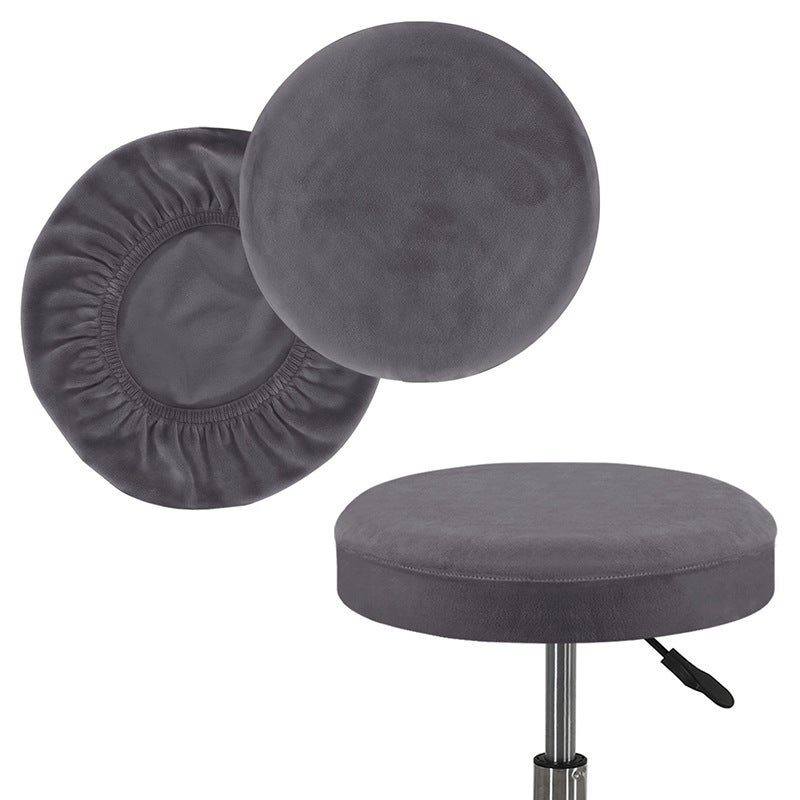 Silver Fox Velvet Universal Round Stool Cover Bar Round Chair Cover Round Stool Cover Bar Stool Cover All-Inclusive Elastic Chair Cover - Image 1