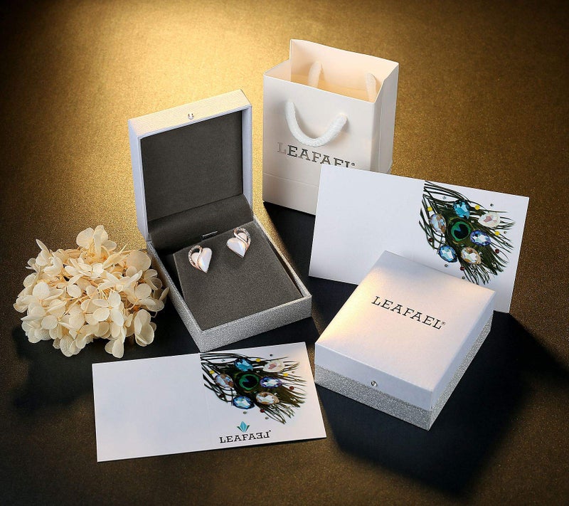 Leafael 18K Rose Gold Plated Love Heart Stud Earrings with Opal White Healing Stone Crystal for Transformation, Jewelry Gifts for Women - Image 4