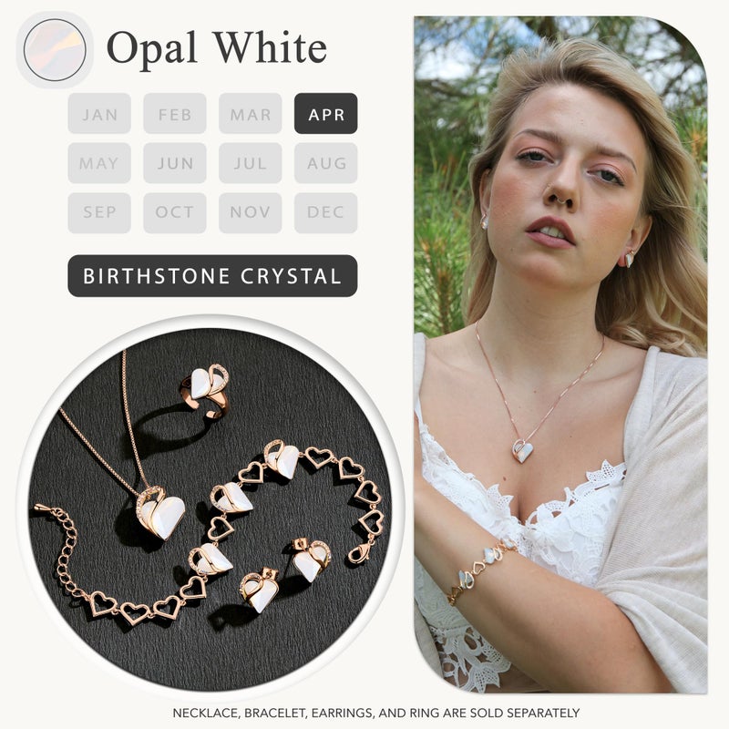Leafael 18K Rose Gold Plated Love Heart Stud Earrings with Opal White Healing Stone Crystal for Transformation, Jewelry Gifts for Women - Image 5