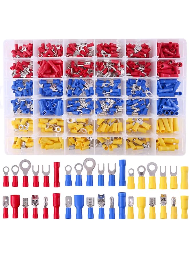 promass 540pcs 22-16/16-14/12-10 Gauge Mixed Quick Disconnect Electrical Insulated Butt Bullet Spade Fork Ring Solderless Crimp Terminals Connectors Assortment Kit - Image 1