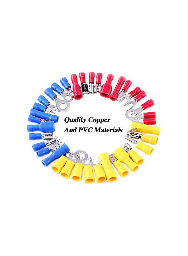 promass 540pcs 22-16/16-14/12-10 Gauge Mixed Quick Disconnect Electrical Insulated Butt Bullet Spade Fork Ring Solderless Crimp Terminals Connectors Assortment Kit - Image 5