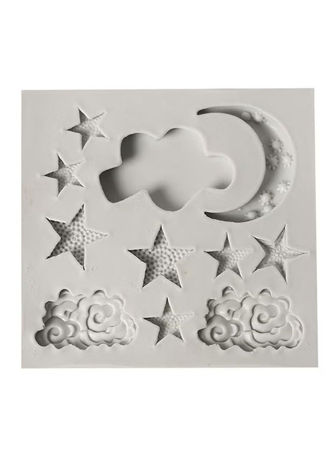 facemile قالب سيليكون على شكل قمر ونجوم وسحب رمادي/وردي 10 سنتيمتر - Image 3
