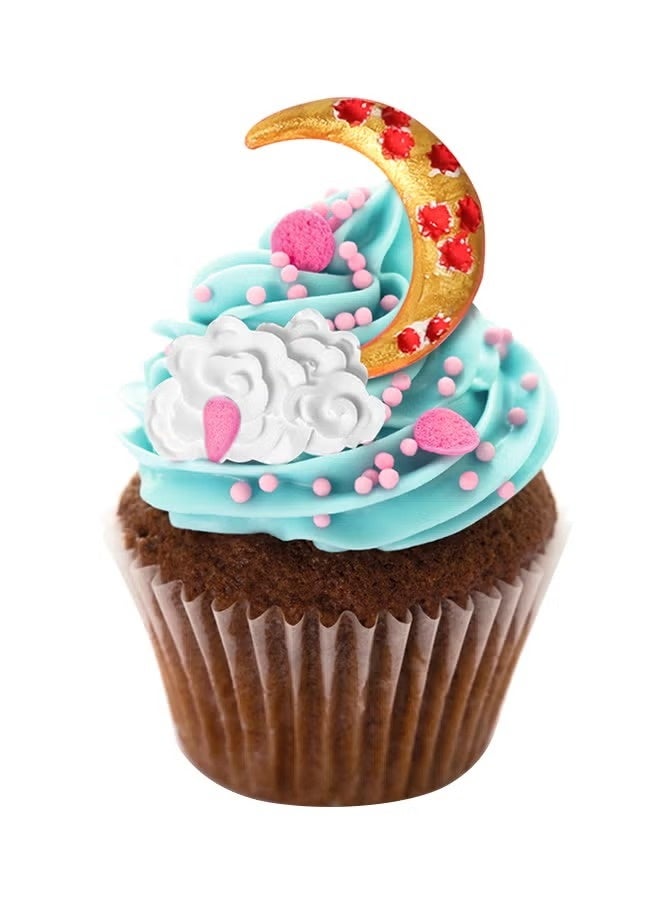 facemile قالب سيليكون على شكل قمر ونجوم وسحب رمادي/وردي 10 سنتيمتر - Image 4