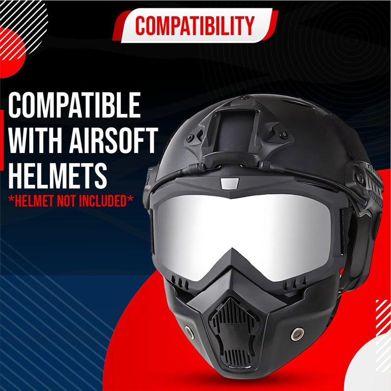BTfash Goggle Mask Anti Scratch UV Protective Open Face & Eyewear Windproof Dirt Shield Adjustable Strap Soft Foam Padded Detachable for Cycling Bike Off Road Racing Riding Unisex (Silver) - Image 4