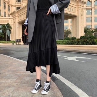 2022 New Korean Style High Waist Slimming Fashionable All-match Stitching Irregular Mid-length Cake Skirt Trendy Womens Skirt Black - pzsku/Z0F6812EA7A3BE2DAE914Z/45/1746221551/2556edc1-906c-46e2-a798-1144b3775b02