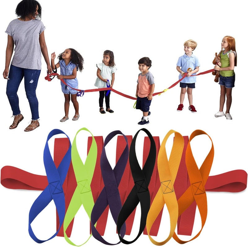 Lainrrew Walking Rope, Colorful Walking Rope with Handles Outdoor Safety Daycare Rope for Preschool Children Daycare School (Red) - Image 1