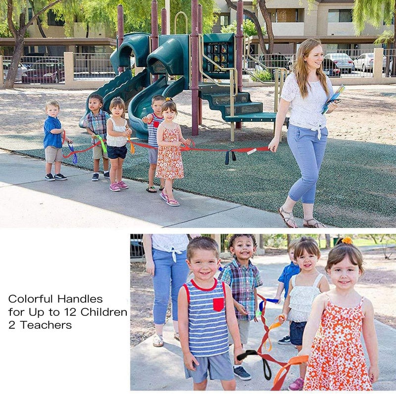 Lainrrew Walking Rope, Colorful Walking Rope with Handles Outdoor Safety Daycare Rope for Preschool Children Daycare School (Red) - Image 2