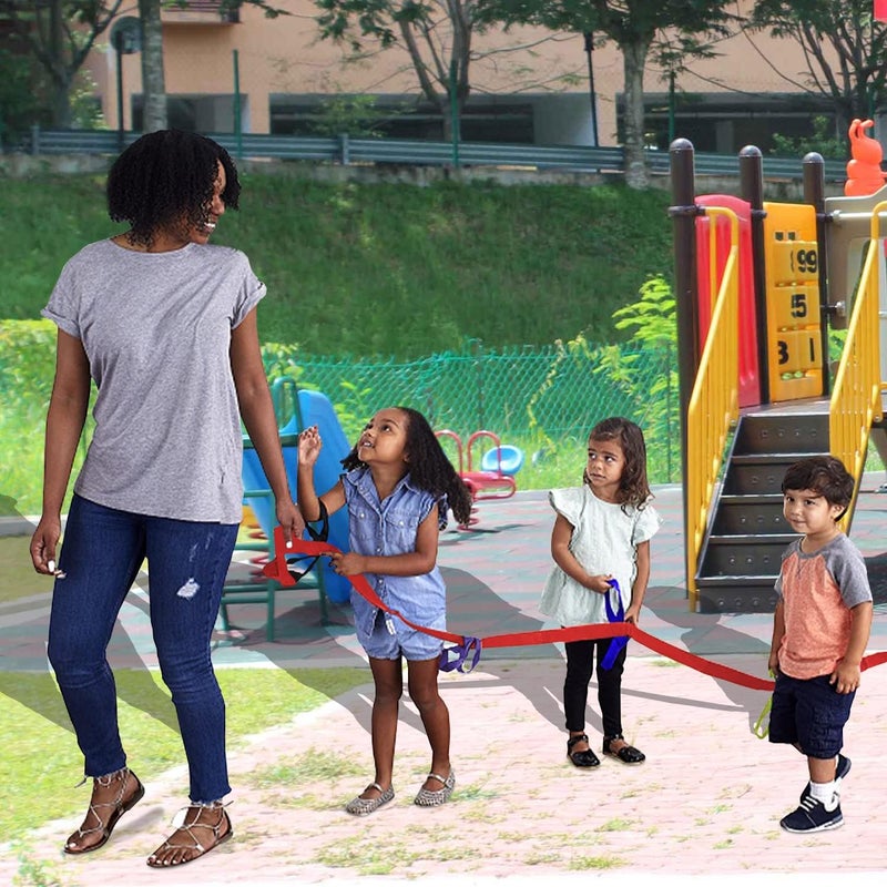 Lainrrew Walking Rope, Colorful Walking Rope with Handles Outdoor Safety Daycare Rope for Preschool Children Daycare School (Red) - Image 4