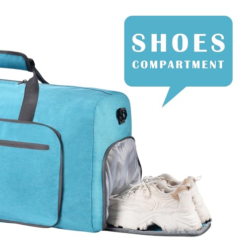 Felipe Varela 85L Duffle Bag with Shoes Compartment, Foldable Waterproof Travel Duffel Bags Duffle Overnight Travel Gym Bag for Men Women(Mint Green) - Image 5