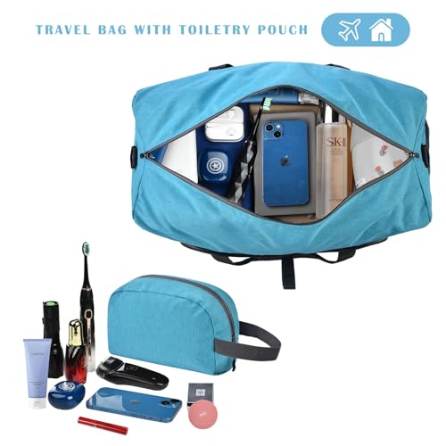 Felipe Varela 85L Duffle Bag with Shoes Compartment, Foldable Waterproof Travel Duffel Bags Duffle Overnight Travel Gym Bag for Men Women(Mint Green) - Image 2