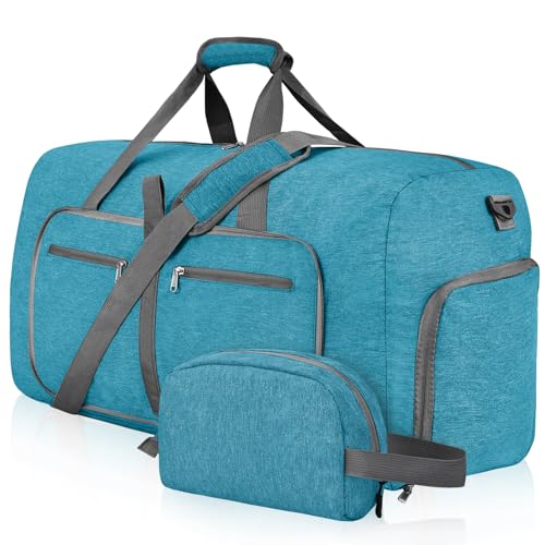 Felipe Varela 85L Duffle Bag with Shoes Compartment, Foldable Waterproof Travel Duffel Bags Duffle Overnight Travel Gym Bag for Men Women(Mint Green) - Image 1