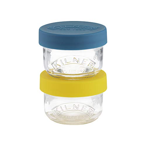 Kilner Premium 2 x 125ml Transparent AirtightTwist Lock Glass Containers Set Ideal for Snacks, Cut Fruits, Dips | Snack and Storer Set - Image 2