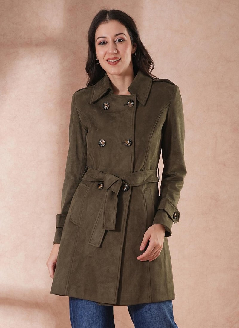 Globus Women Double-Breasted Belted Pea Coat - Image 1