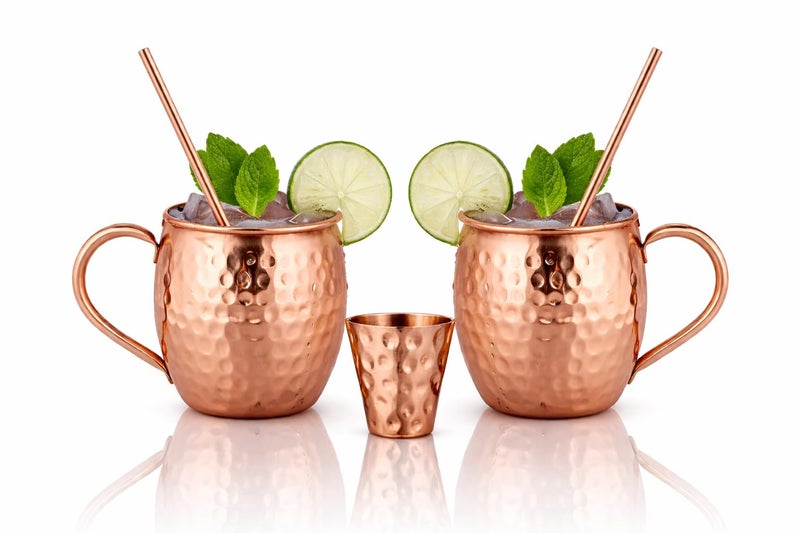 BOLD & DIVINE BOLD DIVINE Moscow Mule Copper Mugs Set of 2 100 HANDCRAFTED Food Safe Pure Copper Solid Mugs 16 oz Gift Set with Premium Quality Cocktail Straws Shot Glass - Image 2