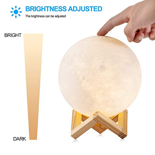 Lexton Moon Night Light Lamp, Touch Control, Adjustable Brightness, Seamless Lunar Moonlight Lamp with Stand with USB & Adapter for Bedrooms (13cm, 3Mode) - Image 3