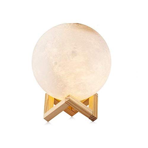 Lexton Moon Night Light Lamp, Touch Control, Adjustable Brightness, Seamless Lunar Moonlight Lamp with Stand with USB & Adapter for Bedrooms (13cm, 3Mode) - Image 1