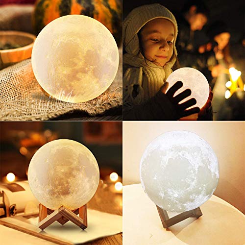 Lexton Moon Night Light Lamp, Touch Control, Adjustable Brightness, Seamless Lunar Moonlight Lamp with Stand with USB & Adapter for Bedrooms (13cm, 3Mode) - Image 2