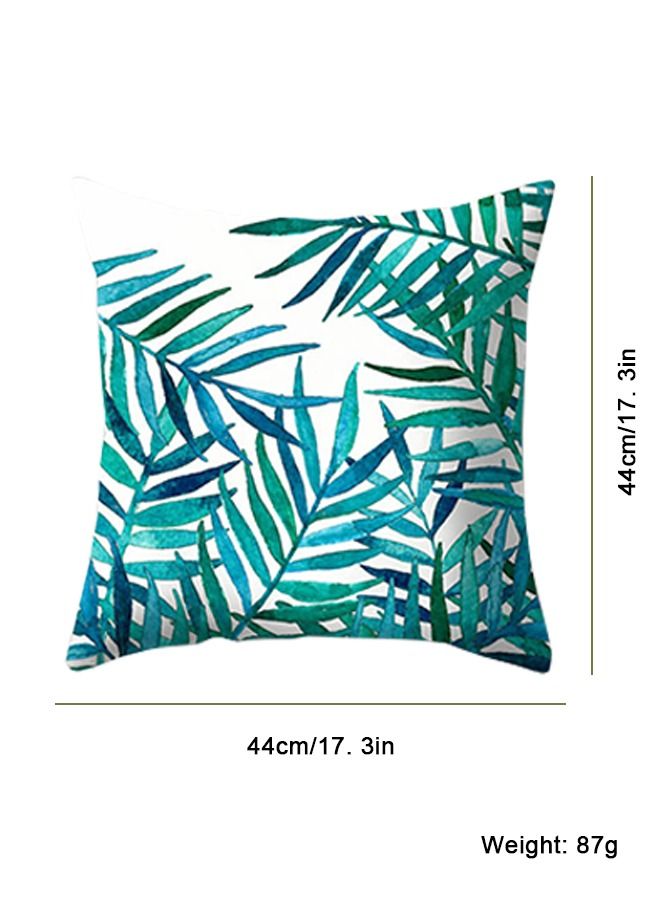 4PCS Nordic Style Pillowcase Set Green Leaf Pattern Pillowcase Peach Skin Pillow Case for Home Decoration Sofa Pillow Case 17.3 x 17.3 Inches  - Image 4