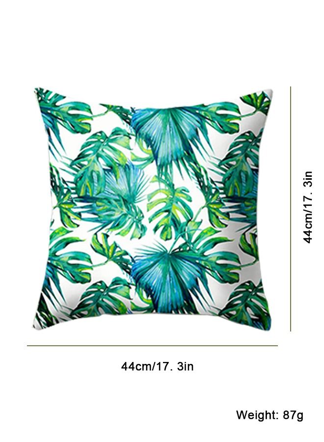 4PCS Nordic Style Pillowcase Set Green Leaf Pattern Pillowcase Peach Skin Pillow Case for Home Decoration Sofa Pillow Case 17.3 x 17.3 Inches  - Image 3