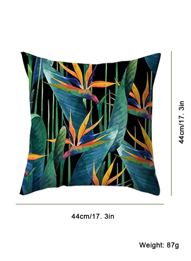 4PCS Nordic Style Pillowcase Set Green Leaf Pattern Pillowcase Peach Skin Pillow Case for Home Decoration Sofa Pillow Case 17.3 x 17.3 Inches  - Image 5
