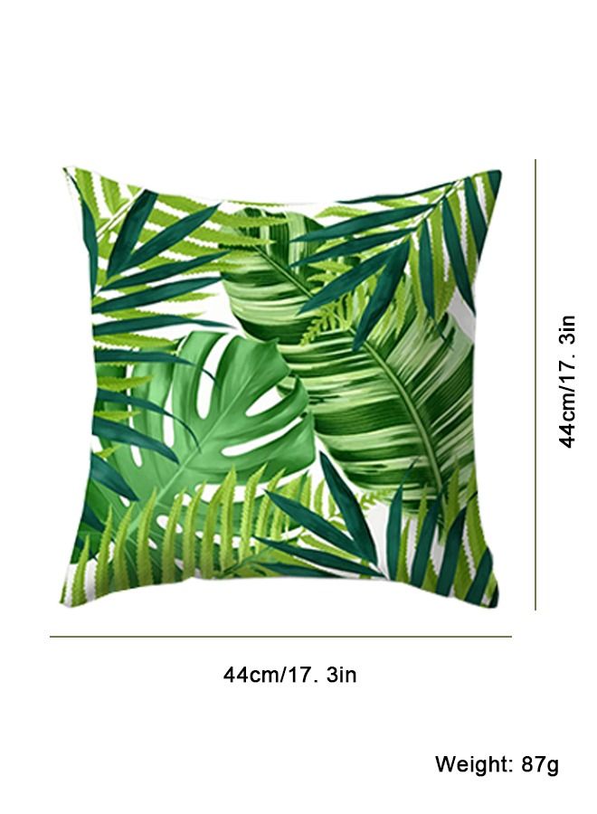 4PCS Nordic Style Pillowcase Set Green Leaf Pattern Pillowcase Peach Skin Pillow Case for Home Decoration Sofa Pillow Case 17.3 x 17.3 Inches  - Image 2