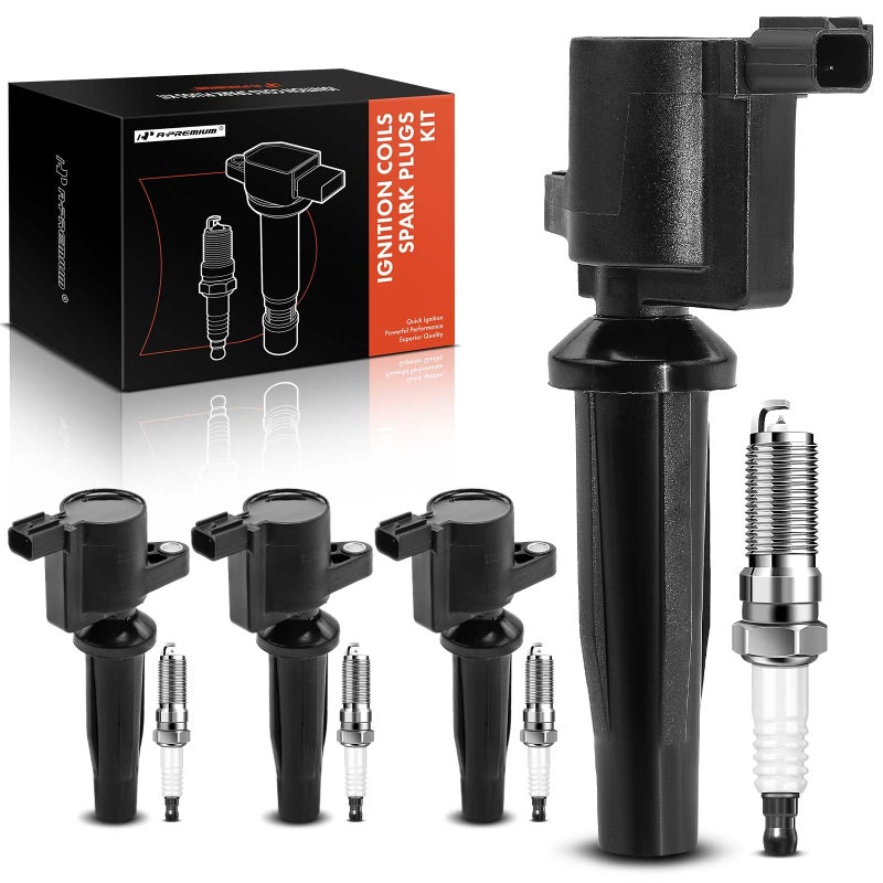A-Premium APremium Set of 4 Ignition Coil Pack and Iridium Spark Plugs Compatible with Ford Escape Fusion CMax Transit Connect SSV PlugIn Hybrid Police Responder Hybrid Lincoln MKZ Mercury Mariner