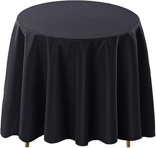 Surmente Tablecloth 120 Inch Round Polyester Table Cloth for Weddings, Banquets, or Restaurants (Black) Ã¢â‚¬Â¦ - Image 1