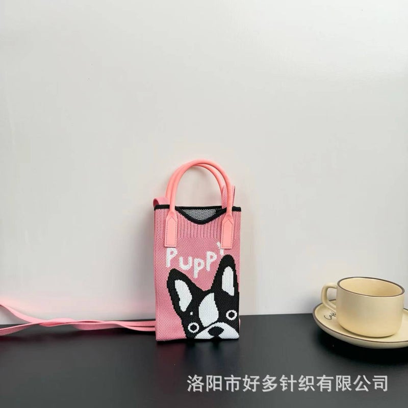 Advanced Sense Ins Mobile Phone Bag New Cartoon Knitted Bag Dopamine Niche All-Match Crossbody Shoulder Bag Handbag - Image 1